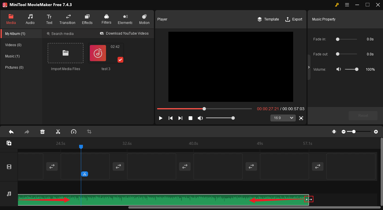 Trimmen der Sprachaufnahme in MiniTool MovieMaker