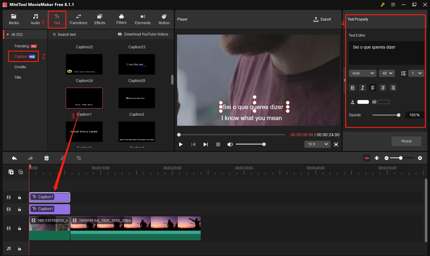 Add the second language to video in MiniTool MovieMaker