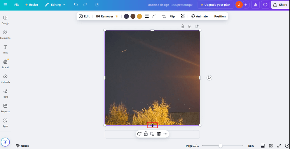 Change the size of a photo in Canva