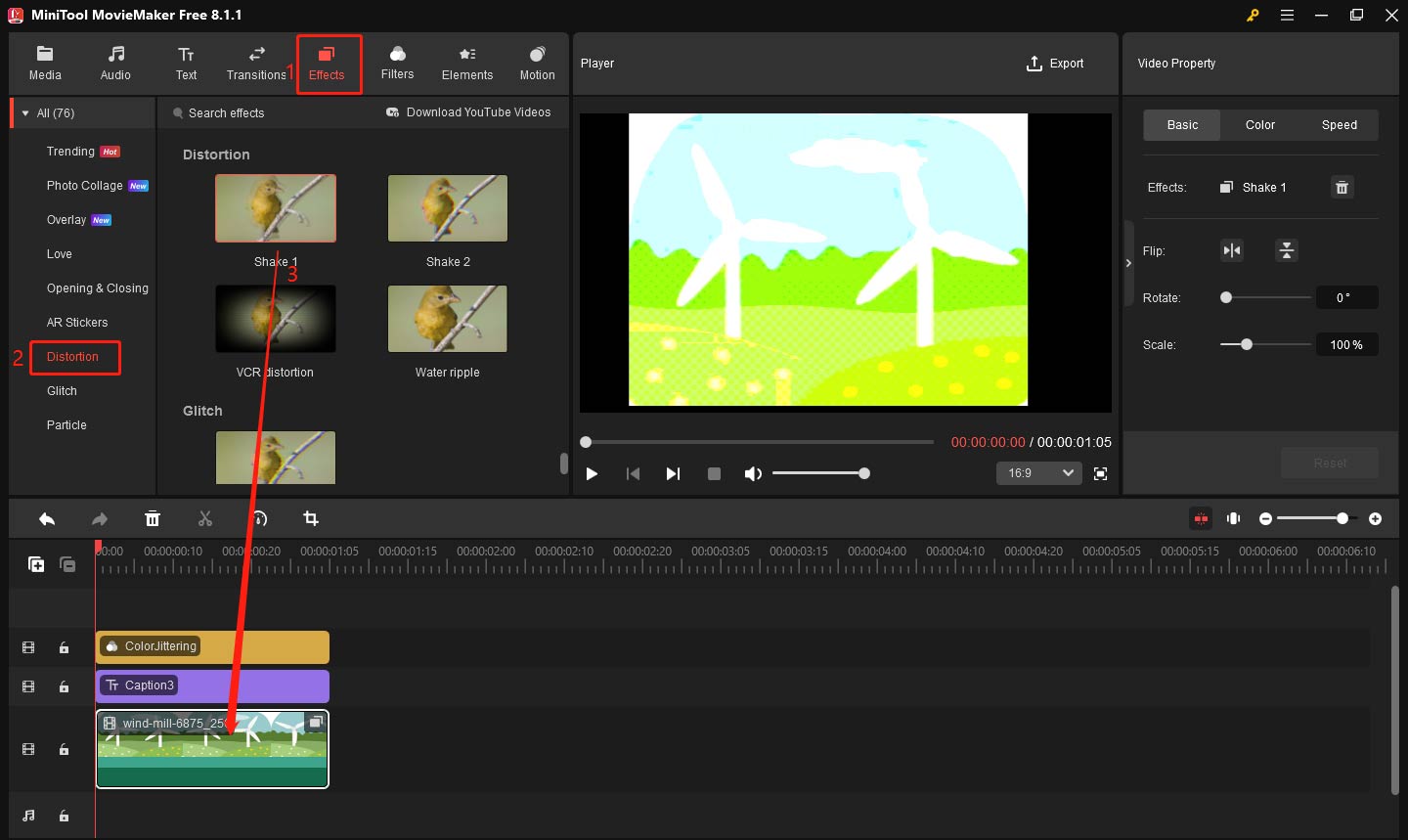 Add filters and effects to the meme in MiniTool MovieMaker