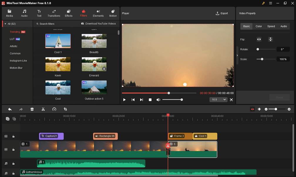 Beautify your videos with visual effects in MiniTool MovieMaker