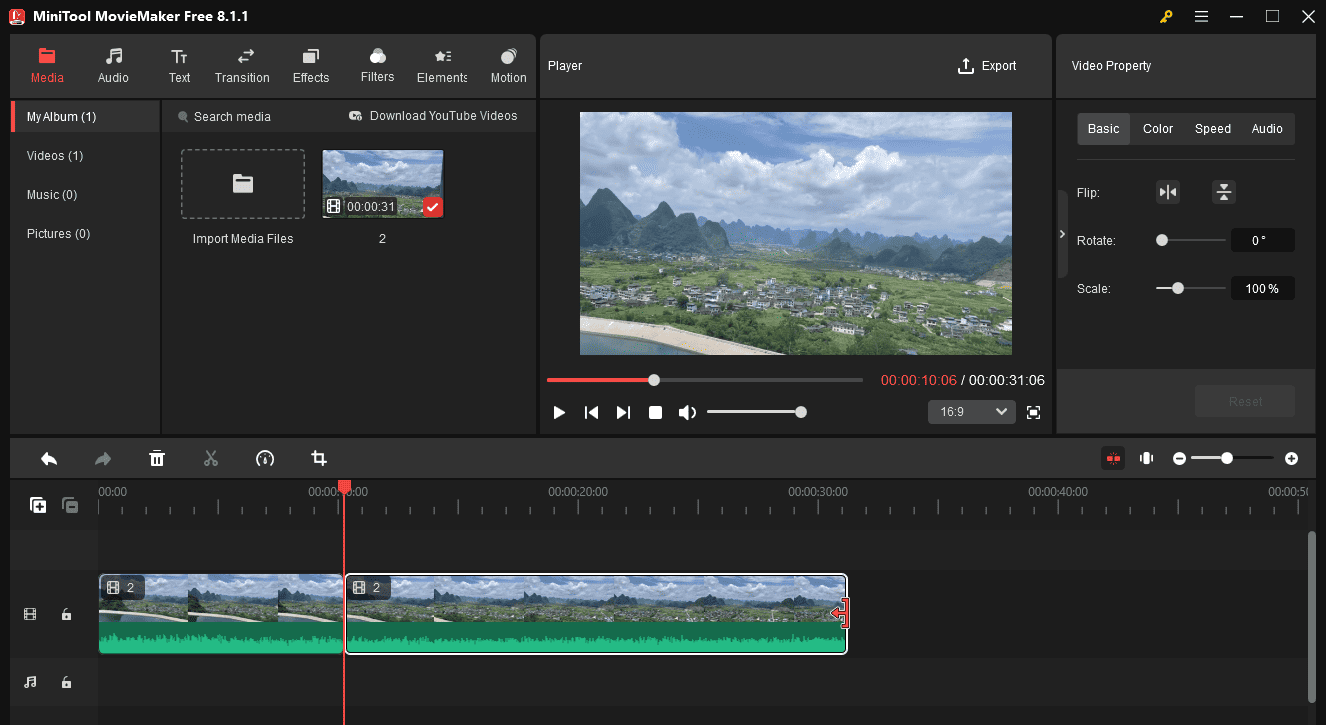 Cut RMVB files in MiniTool MovieMaker