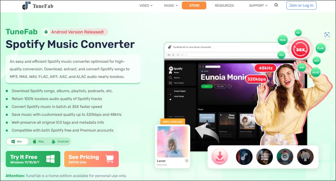 Die offizielle Seite von TuneFab Spotify Music Converter