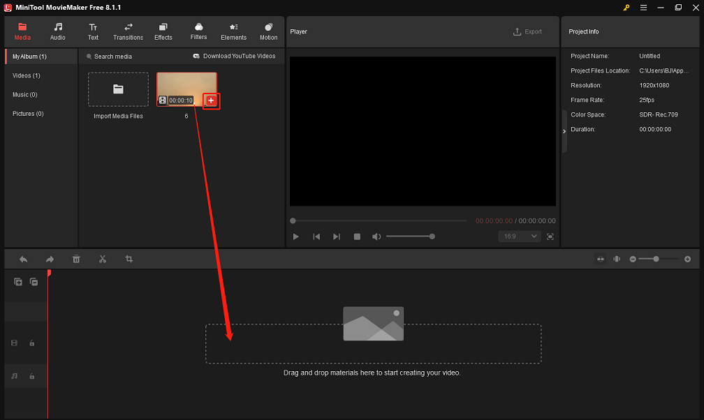 Agregue el video de GoPro a la línea de tiempo en MiniTool MovieMaker