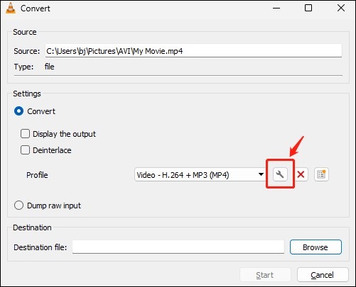 Haga clic en el icono de la herramienta en VLC Media Player