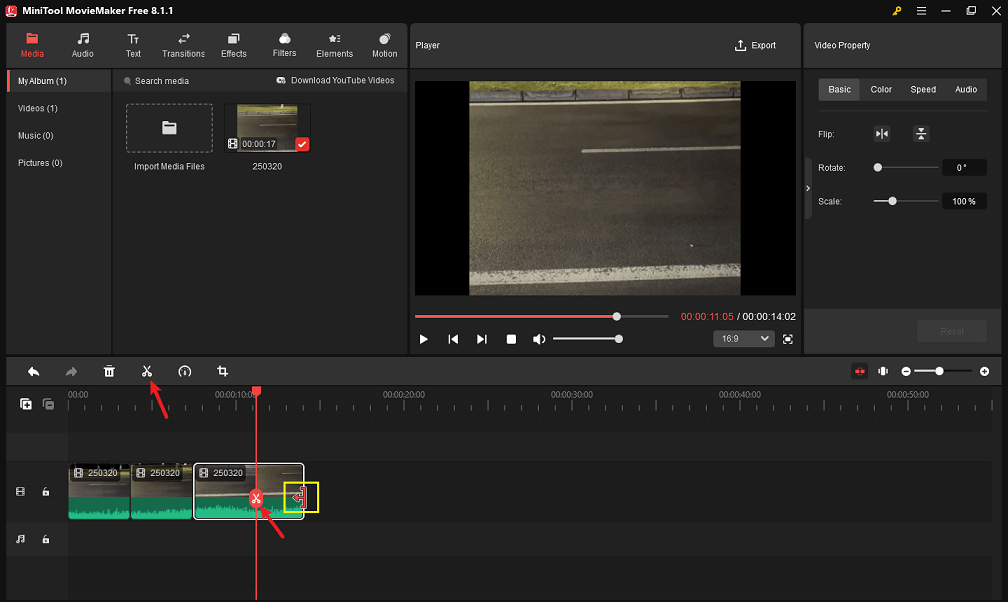 MiniTool MovieMakerでダッシュカメラ動画を分割・トリミング