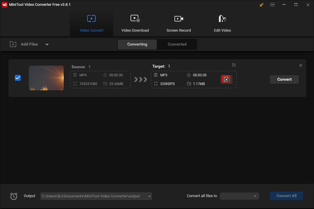 clique no botão Editar no MiniTool Video Converter