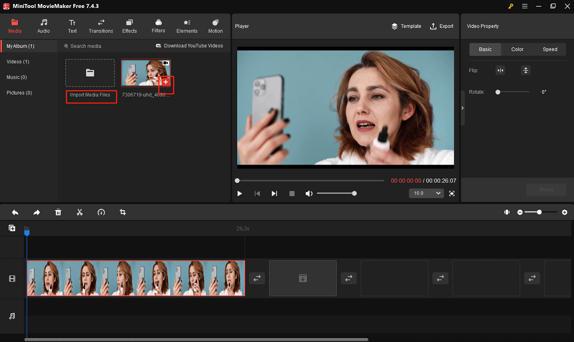 Das Video in MiniTool MovieMaker importieren