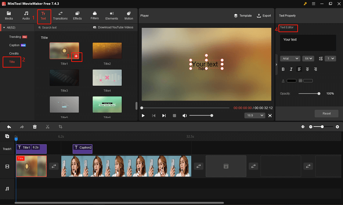 Titel in MiniTool MovieMaker hinzufügen