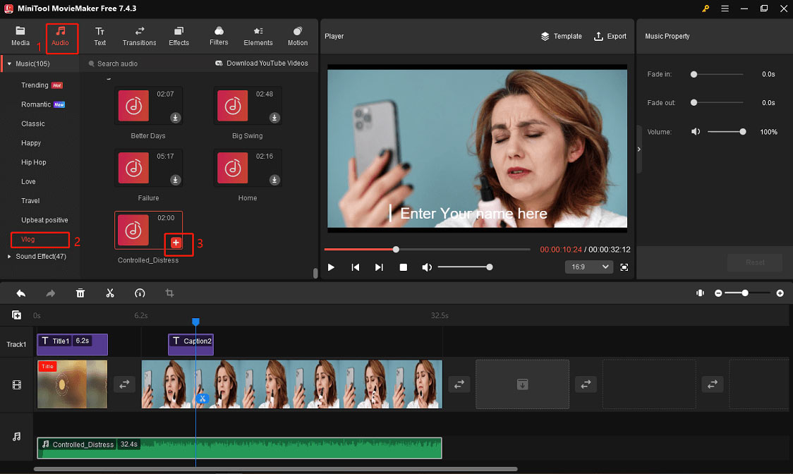 Vlog-Musik in MiniTool MovieMaker hinzufügen