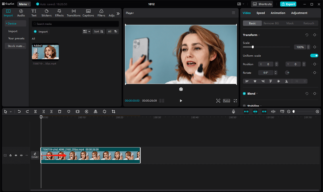 Schneiden Sie das Video in CapCut