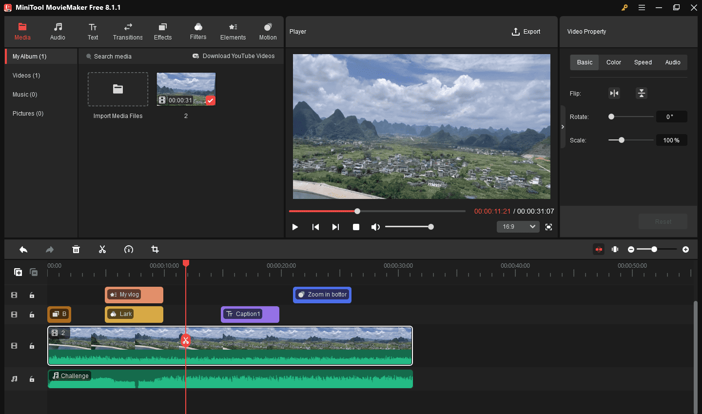 Interface of MiniTool MovieMaker