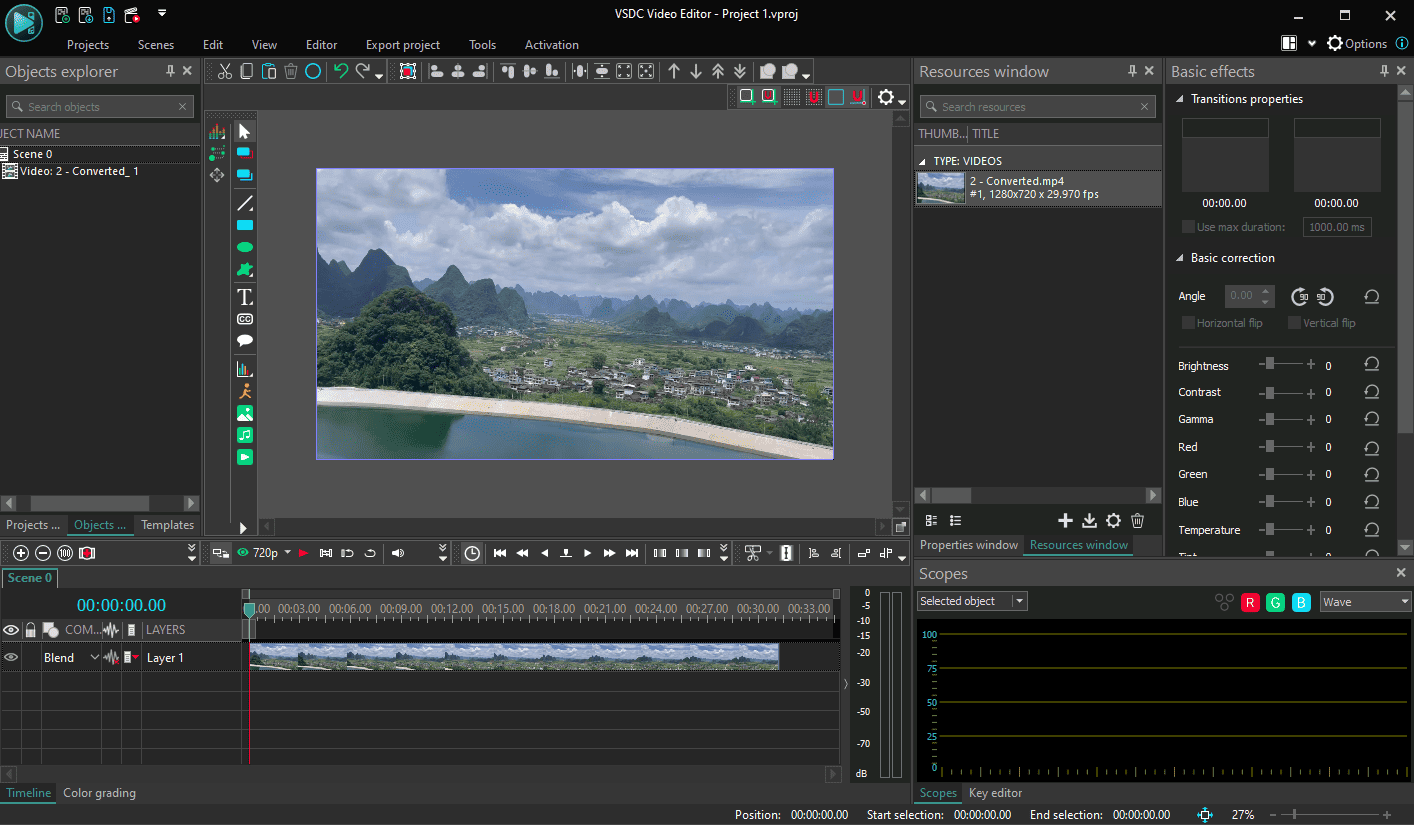 VSDC Free Video Editor’s main interface