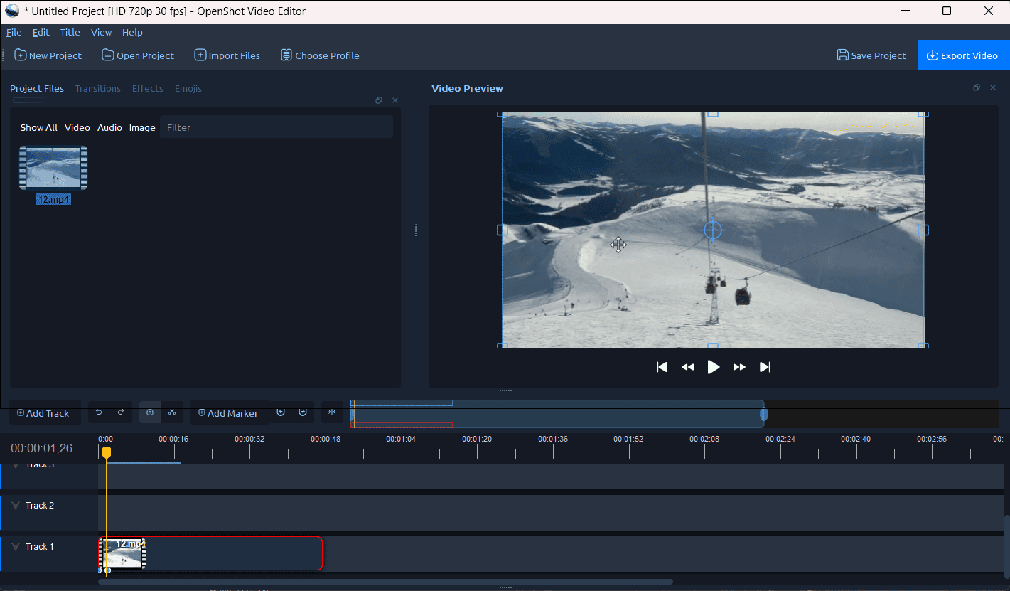 Main UI of OpenShot video editor