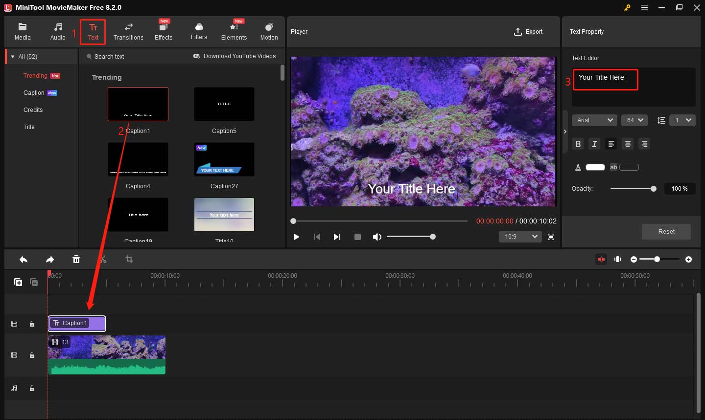 Add text to video in MiniTool MovieMaker