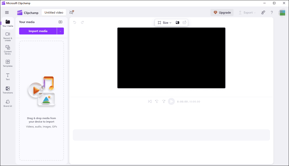 Click the button to import a video into Clipchamp