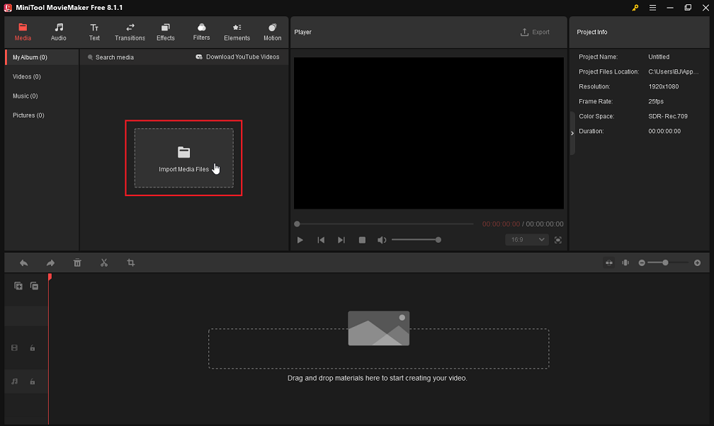 Import the video for optimization into MiniTool MovieMaker