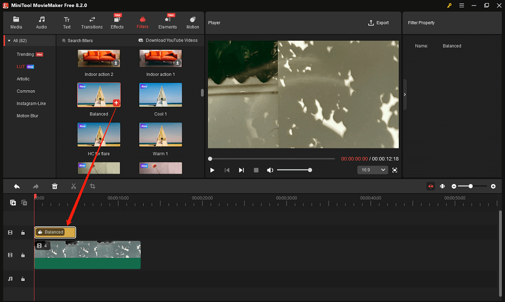 Add a LUT to a video in MiniTool MovieMaker