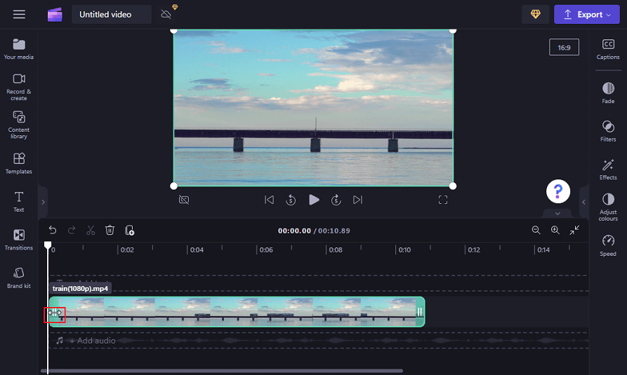 Recortar un vídeo en Clipchamp