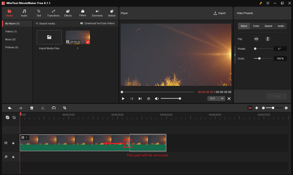 Recortar un vídeo en MiniTool MovieMaker