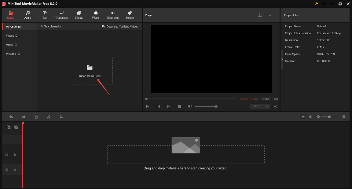 Import your video into MiniTool MovieMaker