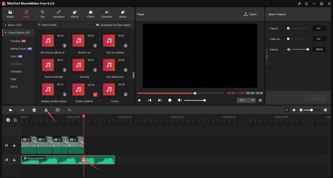 Add a song and split it in MiniTool MovieMaker