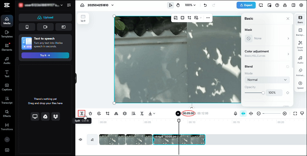 Split video into equal parts in CapCut