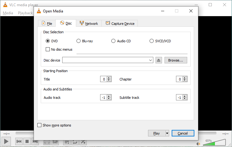 Open DVD folder in VLC
