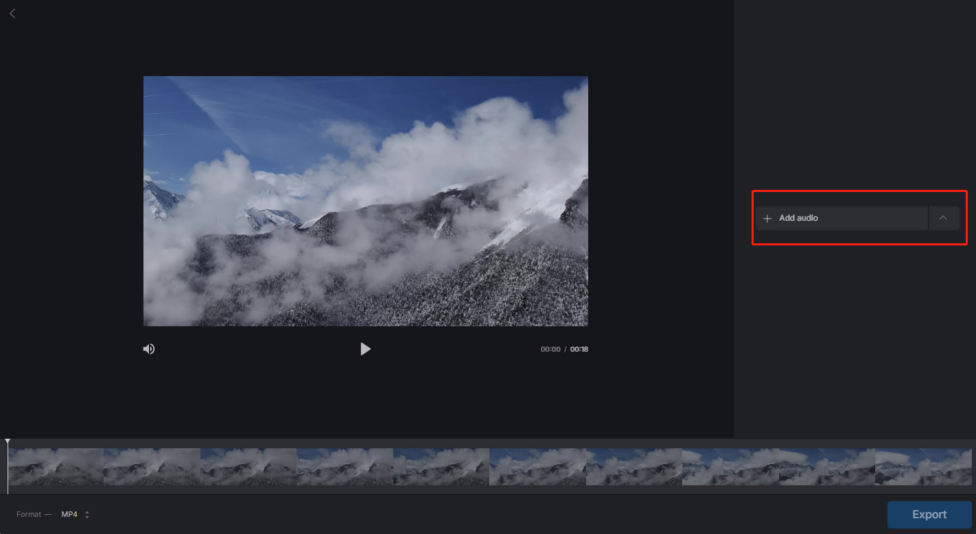 Add audio to the video in Clideo