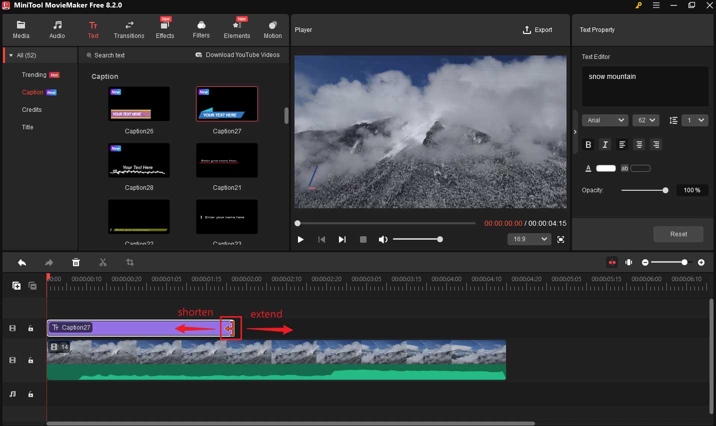 Sync the subtitle with the audio of the video in MiniTool MovieMaker