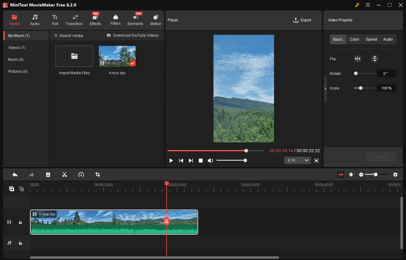 Convert a horizontal video to a vertical with MiniTool MovieMaker