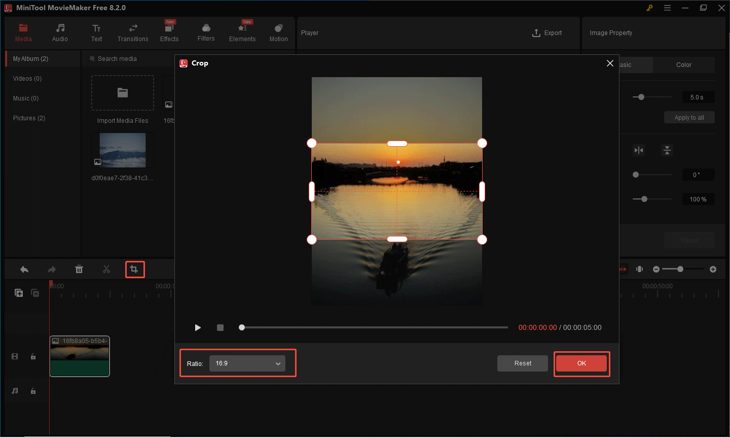MiniTool MovieMakerで縦の写真を横にする