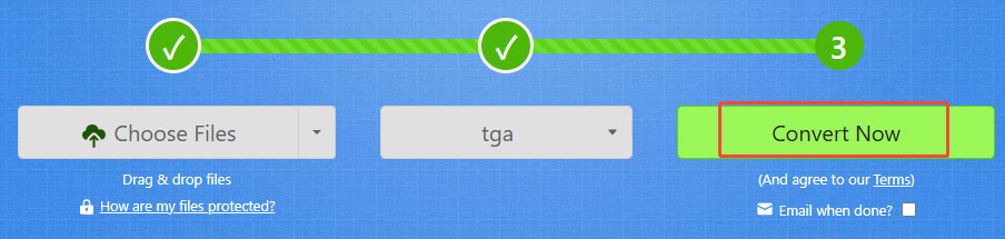 Click Convert Now to start converting TGA to JPG