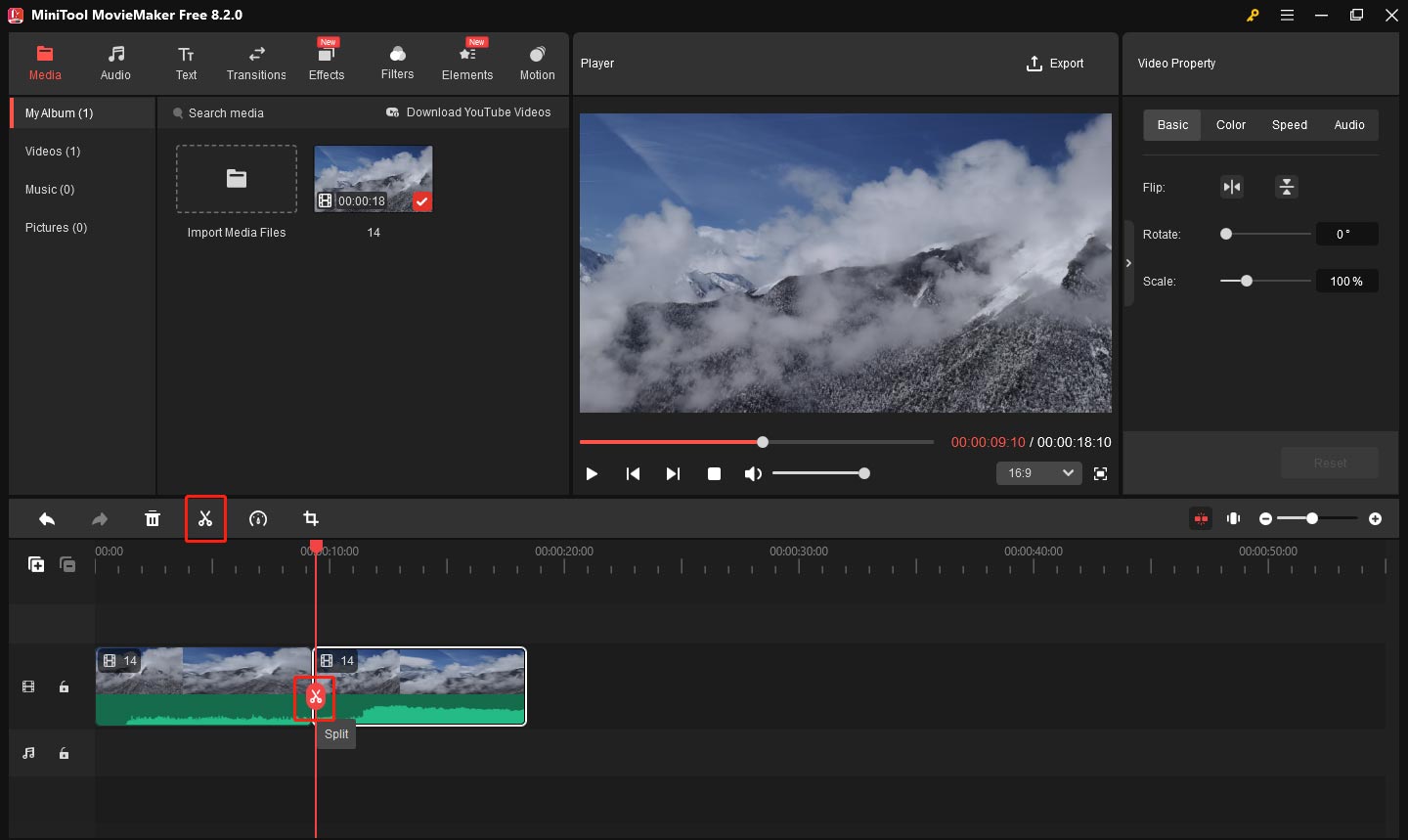 Cut video in MiniTool MovieMaker