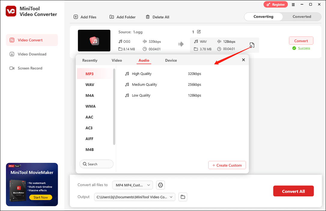 Convert the downloaded Discord voice message to MP3