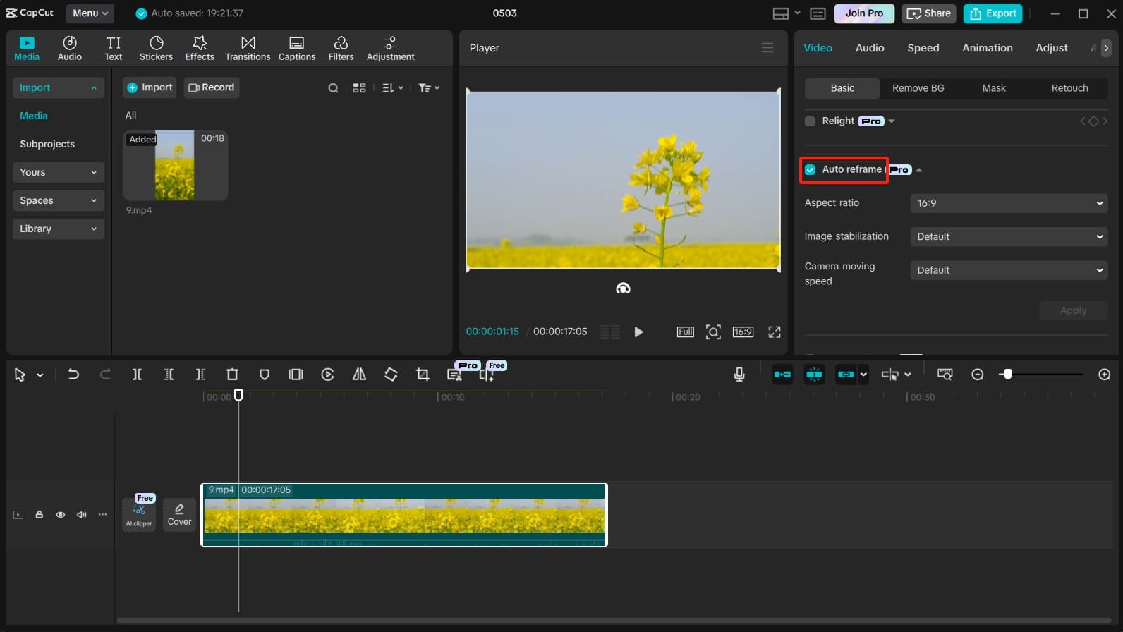Reframe portrait video to landscape with CapCut