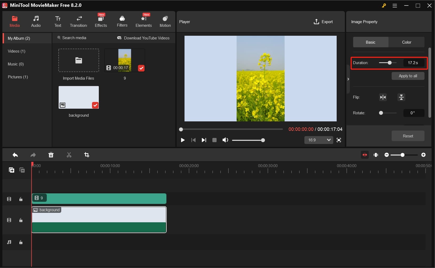 Add and edit the image background in MiniTool MovieMaker