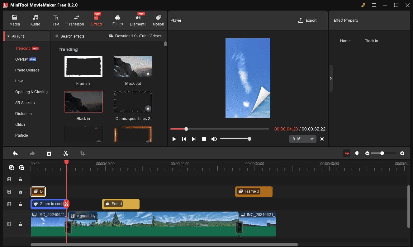 Add multiple effects to videos/photos in MiniTool MovieMaker