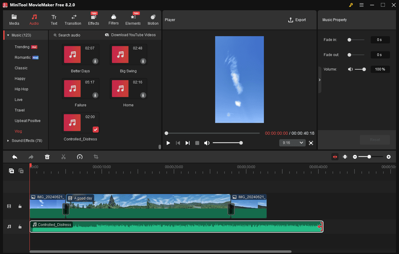 Add and edit music in MiniTool MovieMaker