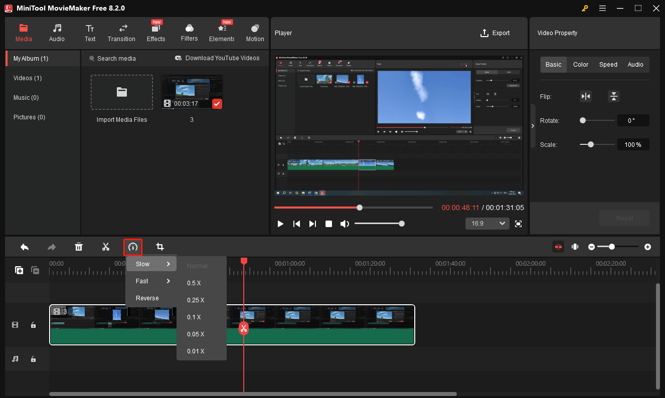 Slow down a screen recording with MiniTool MovieMaker