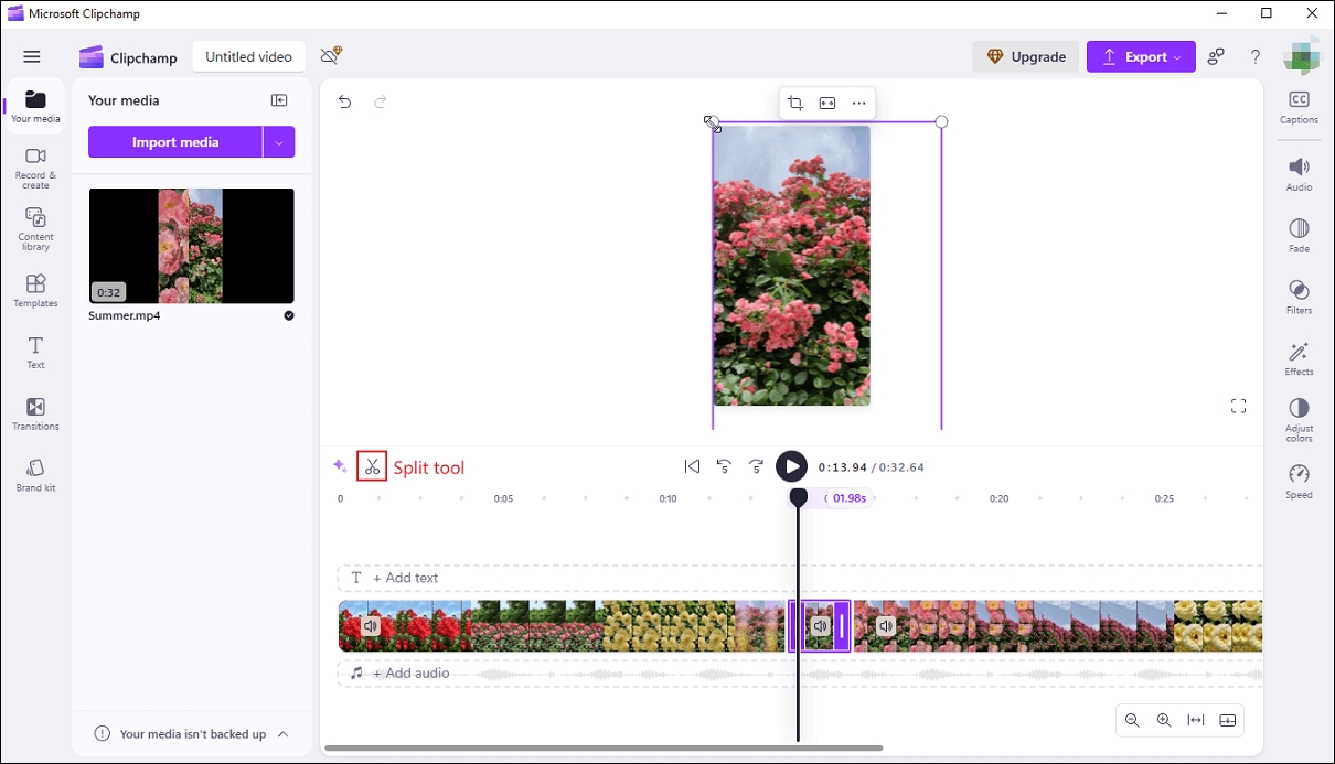 Manually scale the video in Clipchamp