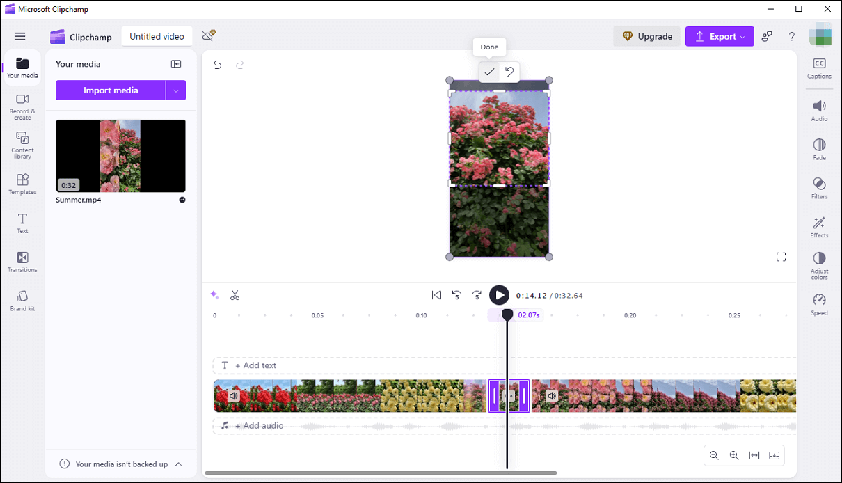 Crop a video in Clipchamp