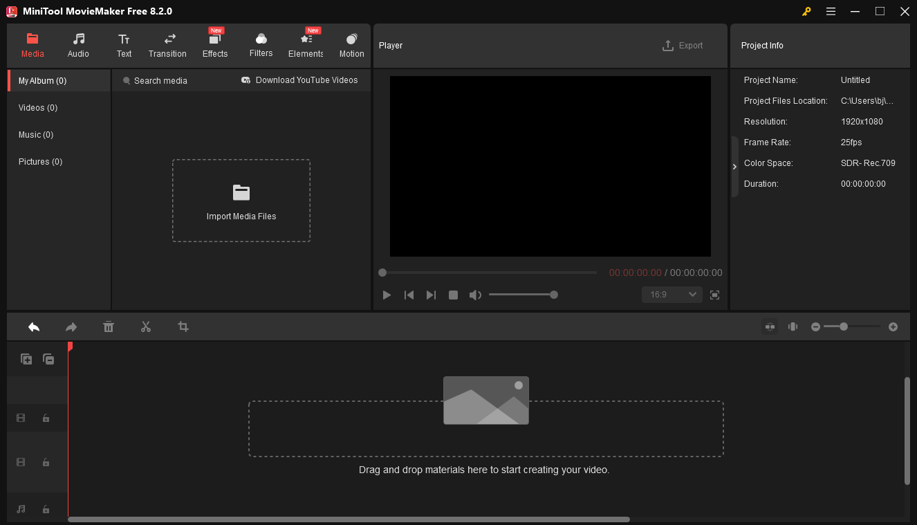 Click the Import Media Files button to open 3GP files in MiniTool MovieMaker
