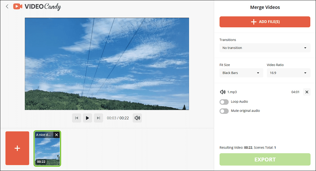 Merge MP4 and M4A files with Video Candy