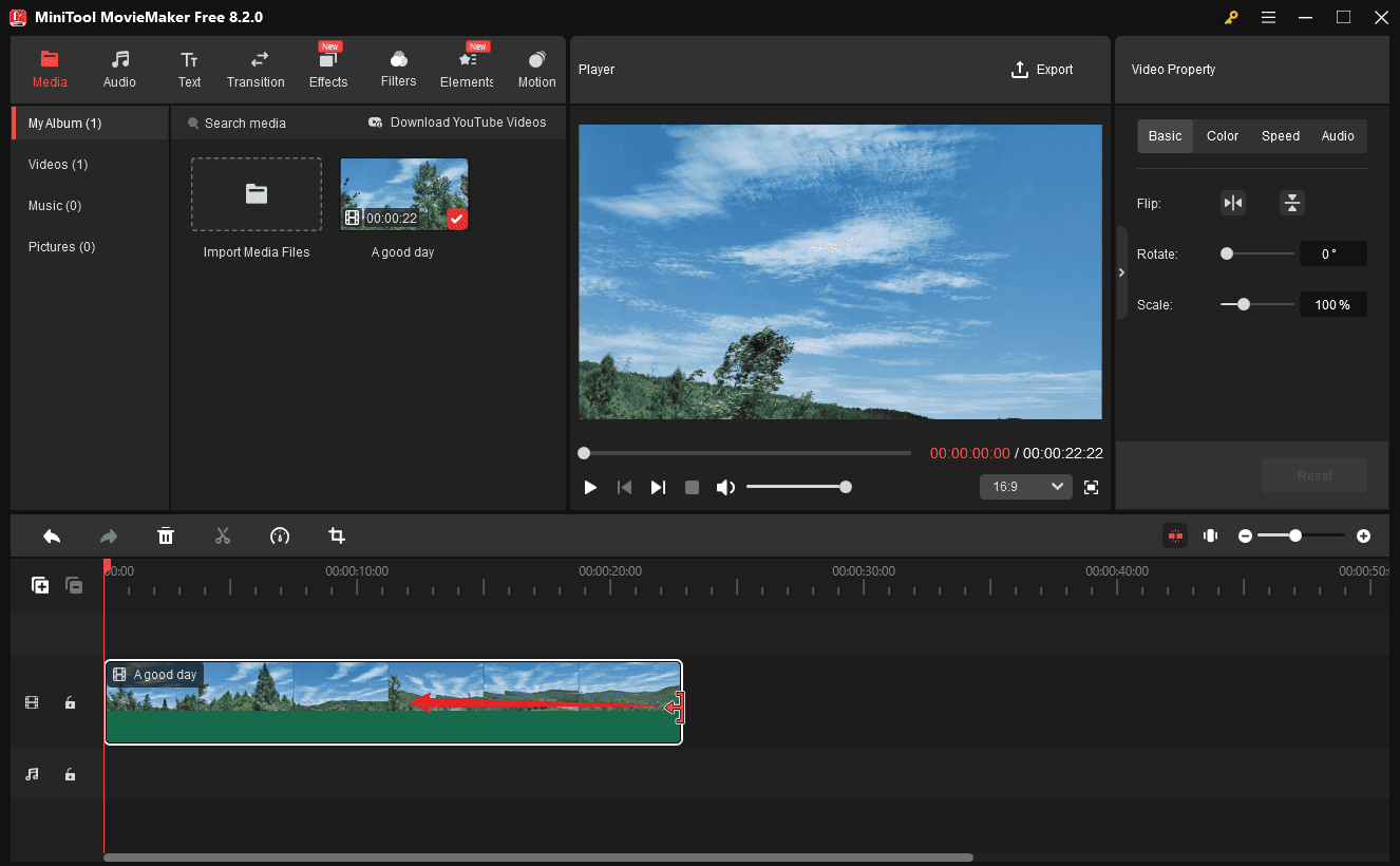 Trim a video in MiniTool MovieMaker
