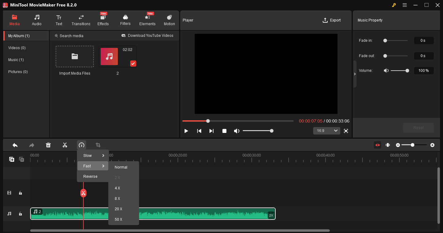 Speed up an audio file with MiniTool MovieMaker