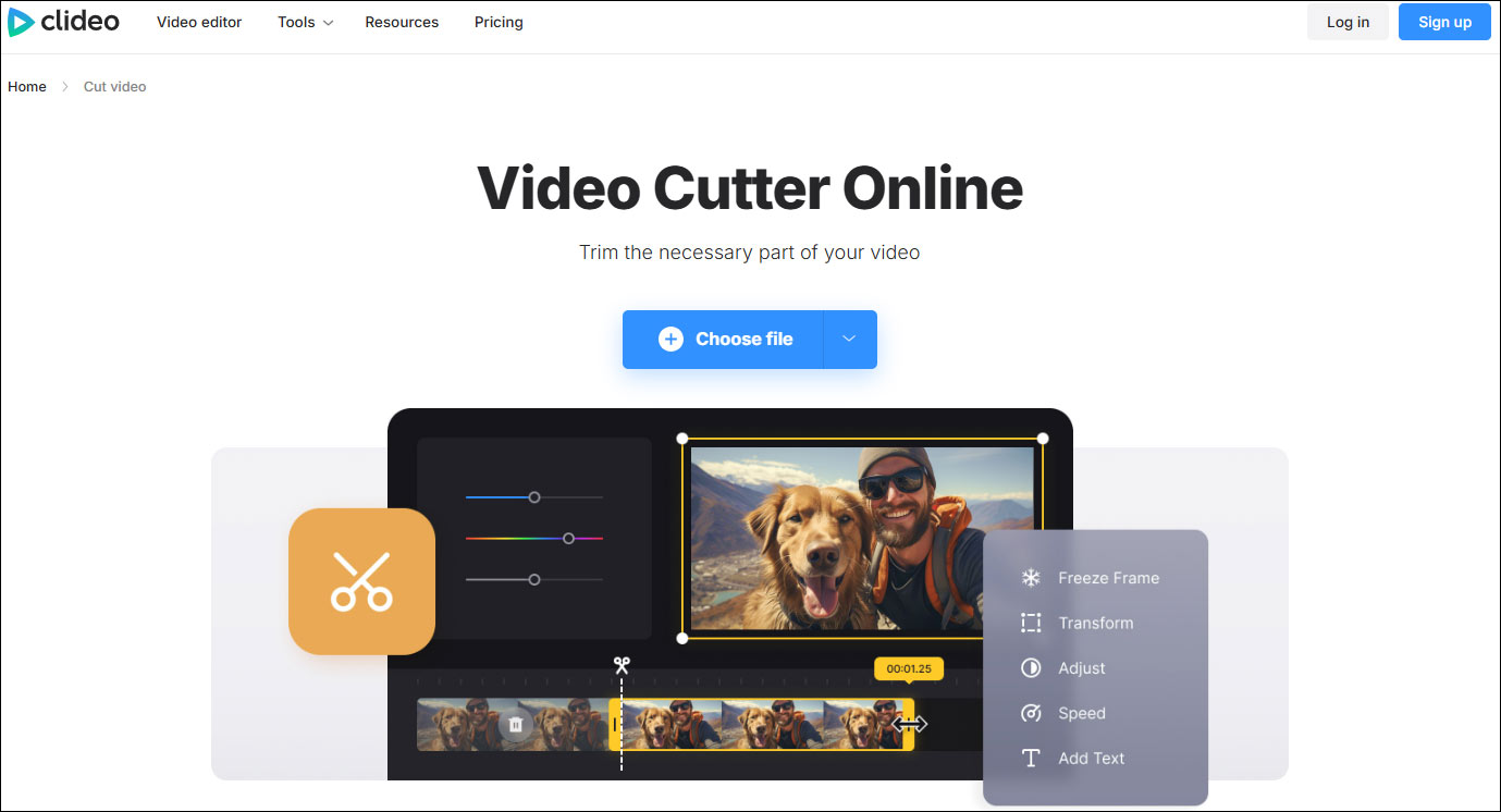 The page of Clideo
