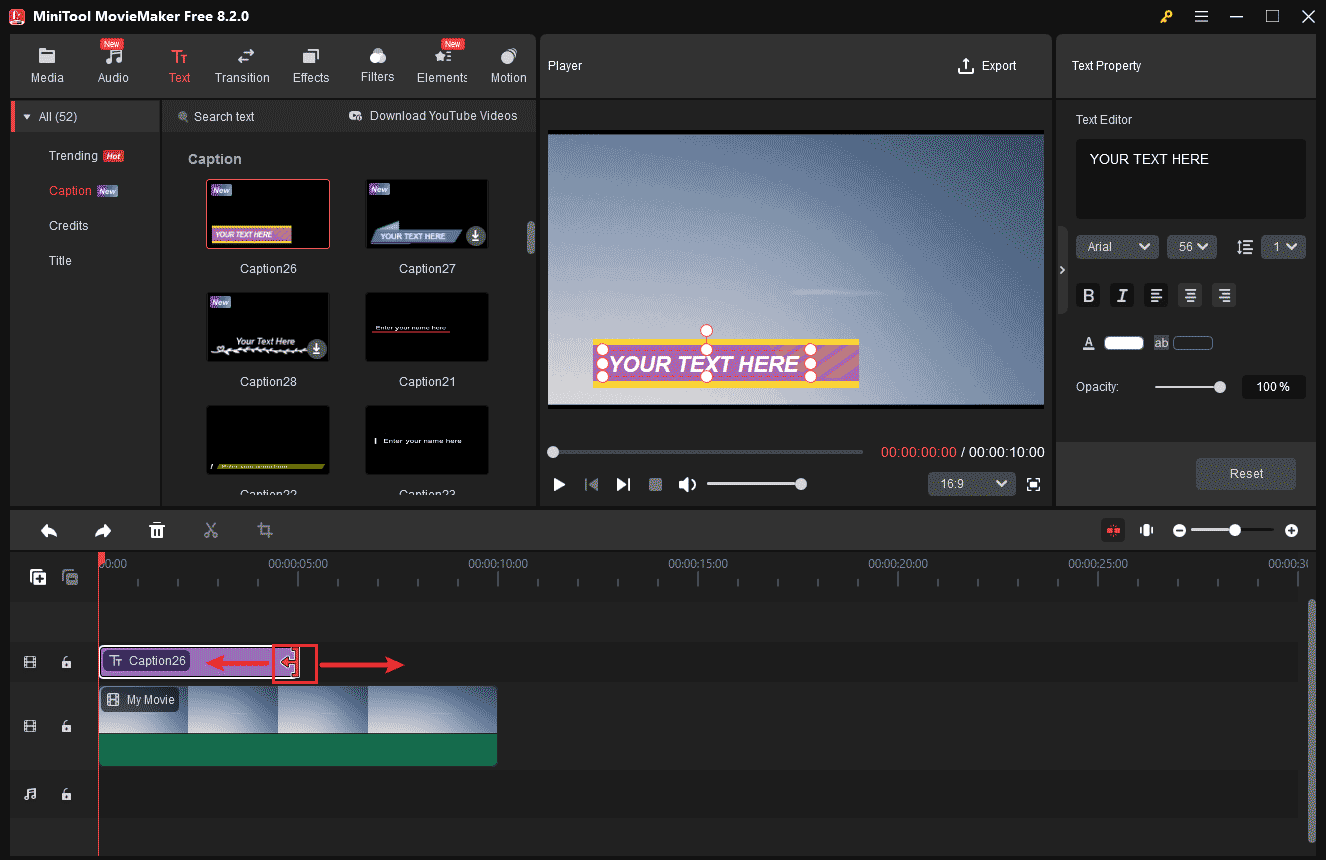 MiniTool MovieMakerで字幕を動画に同期させる