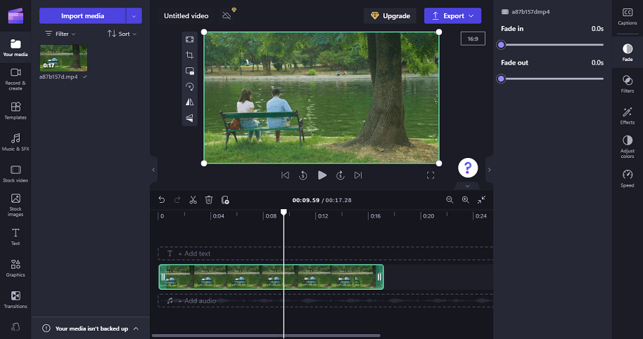 L'interface de Clipchamp