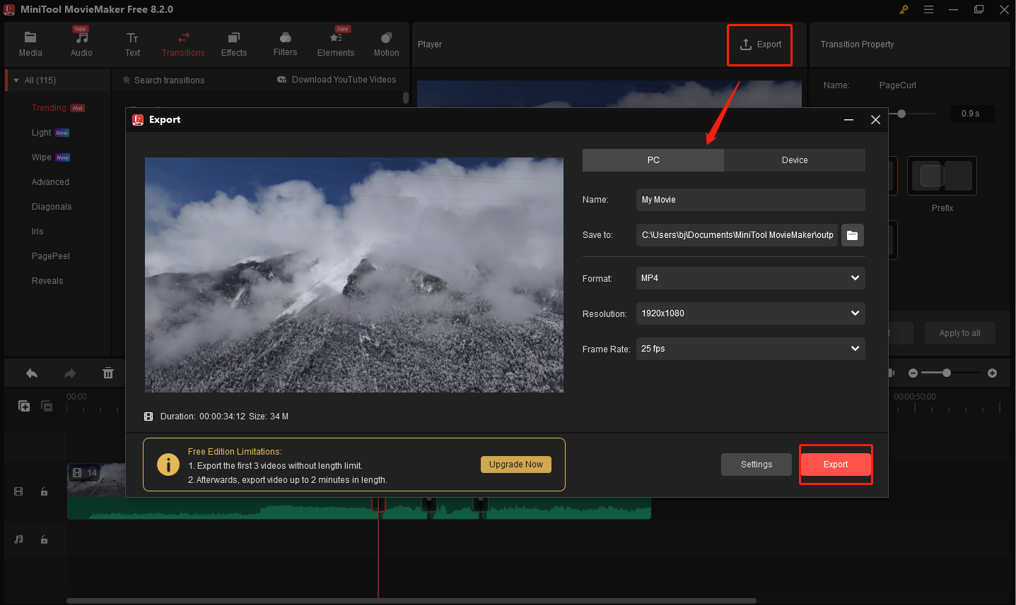 Exporter une vidéo depuis MiniTool MovieMaker